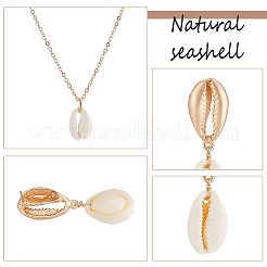 Nnatural Shell Dangle Stud Earrings & Pendant Necklace&nbsp;SJEW-AN0001-11