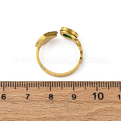 304 Stainless Steel with Rhinestone and Glass Cuff Rings&nbsp;RJEW-Q020-04G