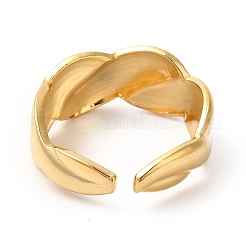 Ion Plating(IP) 304 Stainless Steel Twist Rope Shape Open Cuff Ring for Women&nbsp;X-RJEW-E063-06G