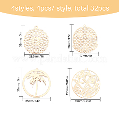 32Pcs 4 Styles Brass Pendants&nbsp;KKC-CA0001-08