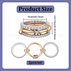 2Pcs 3 Layed Brass Rhinestone Finger Rings for Women&nbsp;RJEW-UN0003-09