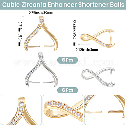 12Pcs 2 Colors Rack Plating Brass Micro Pave Cubic Zirconia Ice Pick Pinch Bails&nbsp;KK-BBC0024-61
