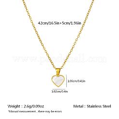 Natural White Shell 304 Stainless Steel Heart Pendant Necklaces for Women&nbsp;BL5235-2