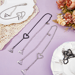 2 Pairs 2 Colors Heart Adjustable Alloy Rhinestone Chain Non-slip Bra Straps&nbsp;DIY-GF0007-75
