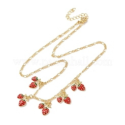 Brass Enamel Red Strawberry Pendant Necklaces&nbsp;NJEW-A071-09G
