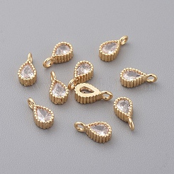 Brass Cubic Zirconia Charms&nbsp;X-ZIRC-Q014-057G