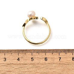 Round Natural Pearl Finger Rings&nbsp;RJEW-P113-24G