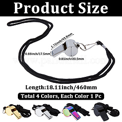 4Pcs 4 Colors 304 Stainless Steel Whistle Pendant Black Cord Necklaces&nbsp;NJEW-GF0001-25