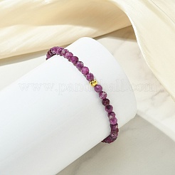 Natural Gemstone & Brass Beaded Stretch Bracelets for Women Men&nbsp;BJEW-JB13942
