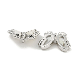 Brass Pave Clear Cubic Zirconia Butterfly Connector Charms with Sea Shell&nbsp;KK-Q820-13P
