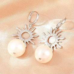 Sun Brass Hoop Earrings&nbsp;EJEW-Z164-13P