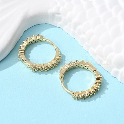 Brass Micro Pave Clear Cubic Zirconia Huggie Hoop Earrings&nbsp;EJEW-L231-44G