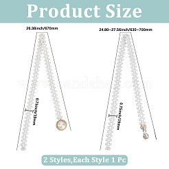 2Pcs 2 Styles Alloy Bowknot Resin Pearl Beaded Chain Belts&nbsp;AJEW-CY0001-82
