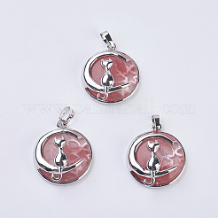 Fashion Natural & Synthetic Mixed Stone Kitten Pendants&nbsp;G-K234-D