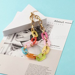 Two Tone Acrylic Cable Chain Necklace for Teen Girl Women&nbsp;NJEW-JN03758