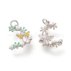 Brass Micro Pave Clear Cubic Zirconia Charms&nbsp;KK-F820-27P