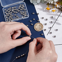 80Pcs 304 Stainless Steel Round Seamed Beads&nbsp;STAS-UN0063-62C-P