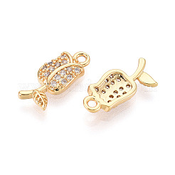 Brass Micro Pave Clear Cubic Zirconia Pendants&nbsp;KK-T074-112B-G