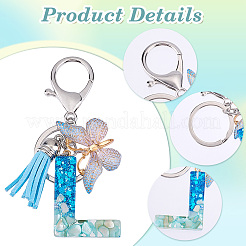 1Pc Resin Letter & Acrylic Butterfly Tassel Keychains&nbsp;KEYC-GF0001-19A