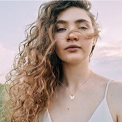 9Pcs 9 Colors Butterfly Acrylic Pendant Necklace with Light Gold Alloy Cable Chains&nbsp;NJEW-AN0001-79