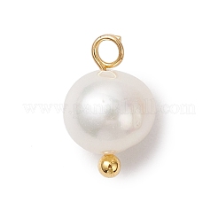 Natural Cultured Freshwater Pearl Round Charms&nbsp;PALLOY-JF04218-02
