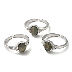 Natural Mixed Gemstone Oval Open Cuff Rings&nbsp;RJEW-M155-07P