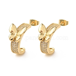 Brass Micro Pave Cubic Zirconia Butterfly Stud Earrings&nbsp;EJEW-B153-10G