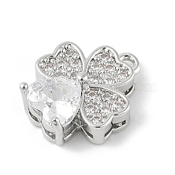 Brass Micro Pave Clear Cubic Zirconia Charms&nbsp;KK-R219-30P