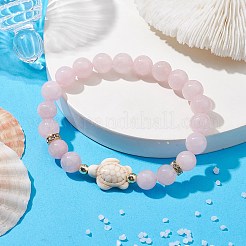 Tortoise Synthetic Turquoise & Natural Rose Quartz Stretch Bracelets for Women&nbsp;BJEW-JB10106-02