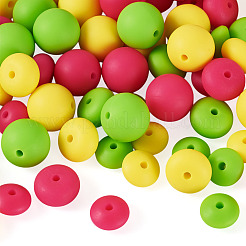 90Pcs 9 Styles Round & Rondelle Silicone Focal Beads&nbsp;SIL-TA0003-58