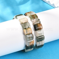 Natural Rutilated Quartz Gemstone Beaded Stretch Bracelets for Women Men&nbsp;BJEW-M049-18B