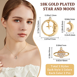 6Pcs 3 Styles Brass Micro Pave Clear Cubic Zirconia Pendants&nbsp;KK-BBC0001-50