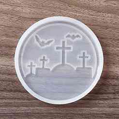 DIY Halloween Tombstone Pattern Cup Mat Silicone Molds&nbsp;DIY-E055-16
