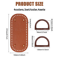 8Pcs 4 Colors Resin Bag Handles & 4Pcs 4 Colors Oval PU Leather Knitting Crochet Bags Nail Bottom Shaper Pads&nbsp;PURS-GL0001-04