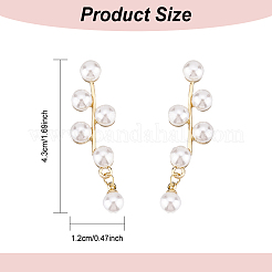 1 Pair ABS Plastic Imitation Pearl Beaded Leafy Branch Dangle Stud Earrings&nbsp;EJEW-AN0001-51