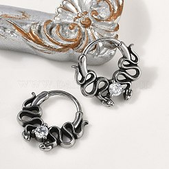 Snake 316 Surgical Stainless Steel Clear Cubic Zirconia Hoop Earrings&nbsp;EJEW-G416-39AS
