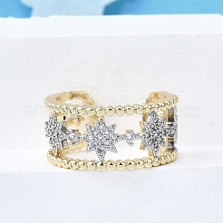 Brass Micro Pave Clear Cubic Zirconia Cuff Rings for Women&nbsp;RJEW-G347-11GP