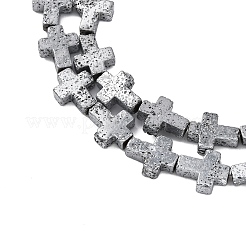 Electroplated Natural Lava Rock Beads Strands&nbsp;G-A256-A01-01D