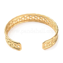 304 Stainless Steel Hollow Oval Cuff Bangles&nbsp;BJEW-F457-22G