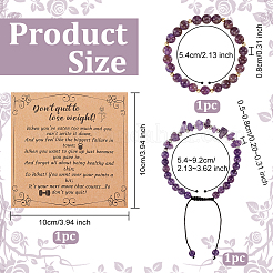 2Pcs 2 Style Natural Amethyst Beaded Stretch Bracelets Set&nbsp;BJEW-OC0001-12