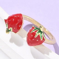 Brass with Enamel Cuff Open Rings for Women&nbsp;RJEW-Q019-01A-G