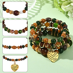 1 Set Boho Style Wood Beaded Stretch Bracelet Sets for Women&nbsp;BJEW-SP0001-12
