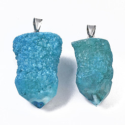 Rough Raw Electroplate Natural Druzy Agate Pendants&nbsp;G-S359-274