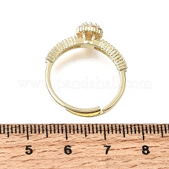 Brass Micro Pave Clear Cubic Zirconia Cuff Open Rings&nbsp;CU-CBA5C10-18G
