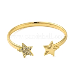 Rack Plating Brass Micro Pave Cubic Zirconia Cuff Bangles&nbsp;BJEW-P336-02B-G