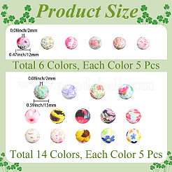 100Pcs 20 Colors Printed Round Silicone Focal Beads&nbsp;SIL-PA0001-41