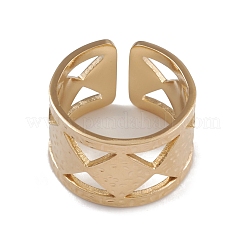 Ion Plating(IP) 304 Stainless Steel Rhombus Open Cuff Rings for Women&nbsp;RJEW-G285-31G