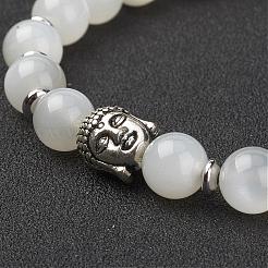 Natural White Moonstone Stretch Bracelets&nbsp;BJEW-JB02815-02
