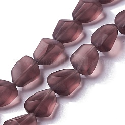 Transparent Frosted Glass Beads Strands&nbsp;FGLA-S001-M02
