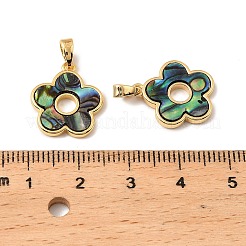 Natural Paua Shell Flower Pendants&nbsp;KK-G538-23G